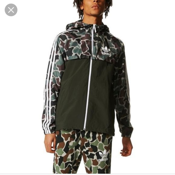 Adidas camo windbreaker mens Clearance
